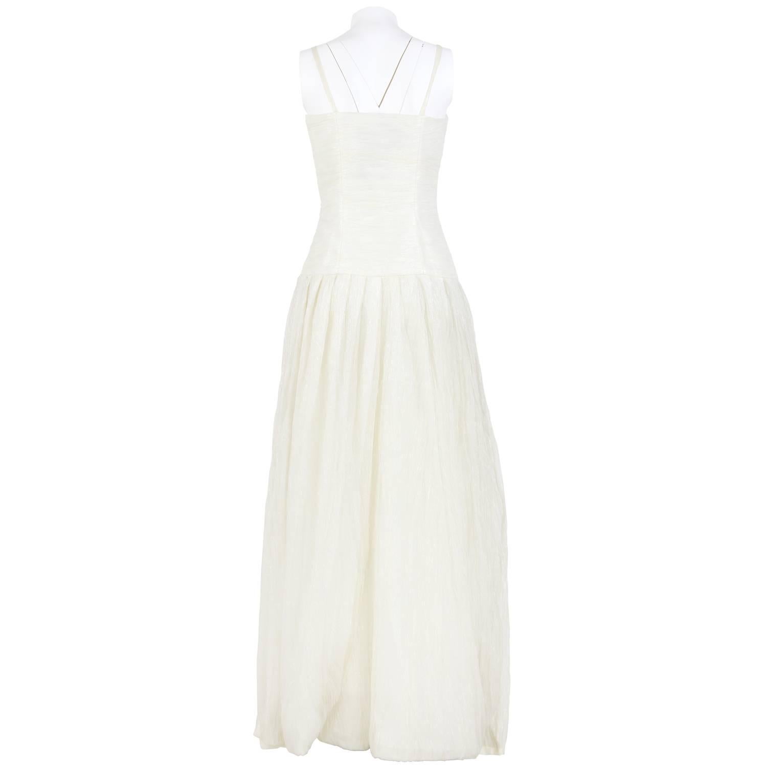 2000s Douglas Cream Silk Vintage Wedding Dress In Excellent Condition In Lugo (RA), IT