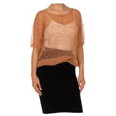 Used 2000S DRIES VAN NOTEN Beige Poly/Cotton Abstracted Lace Knit Top