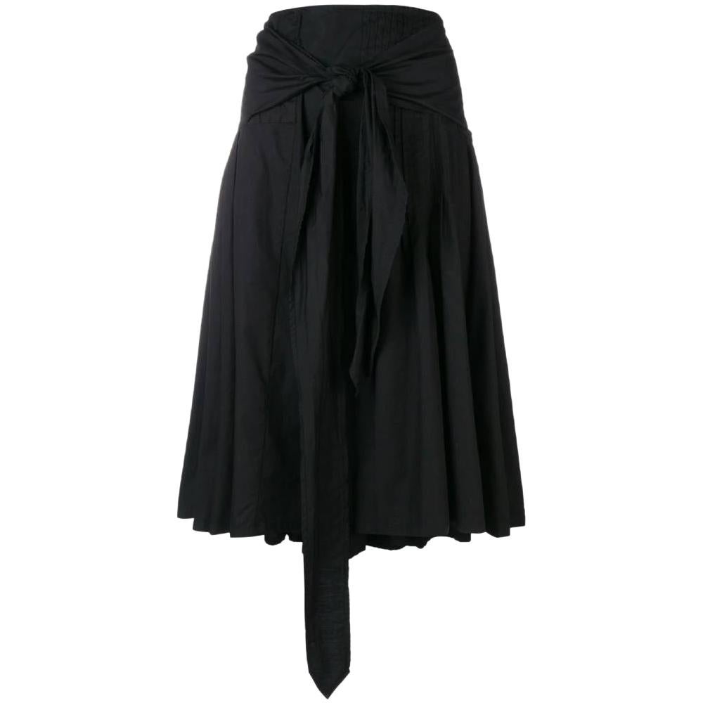 2000s Dries Van Noten Black Cotton Skirt For Sale