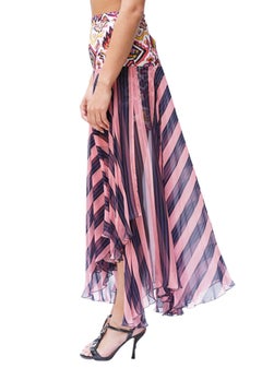 2000S DRIES VAN NOTEN Multicolor Silk & Poly Chiffon Skirt