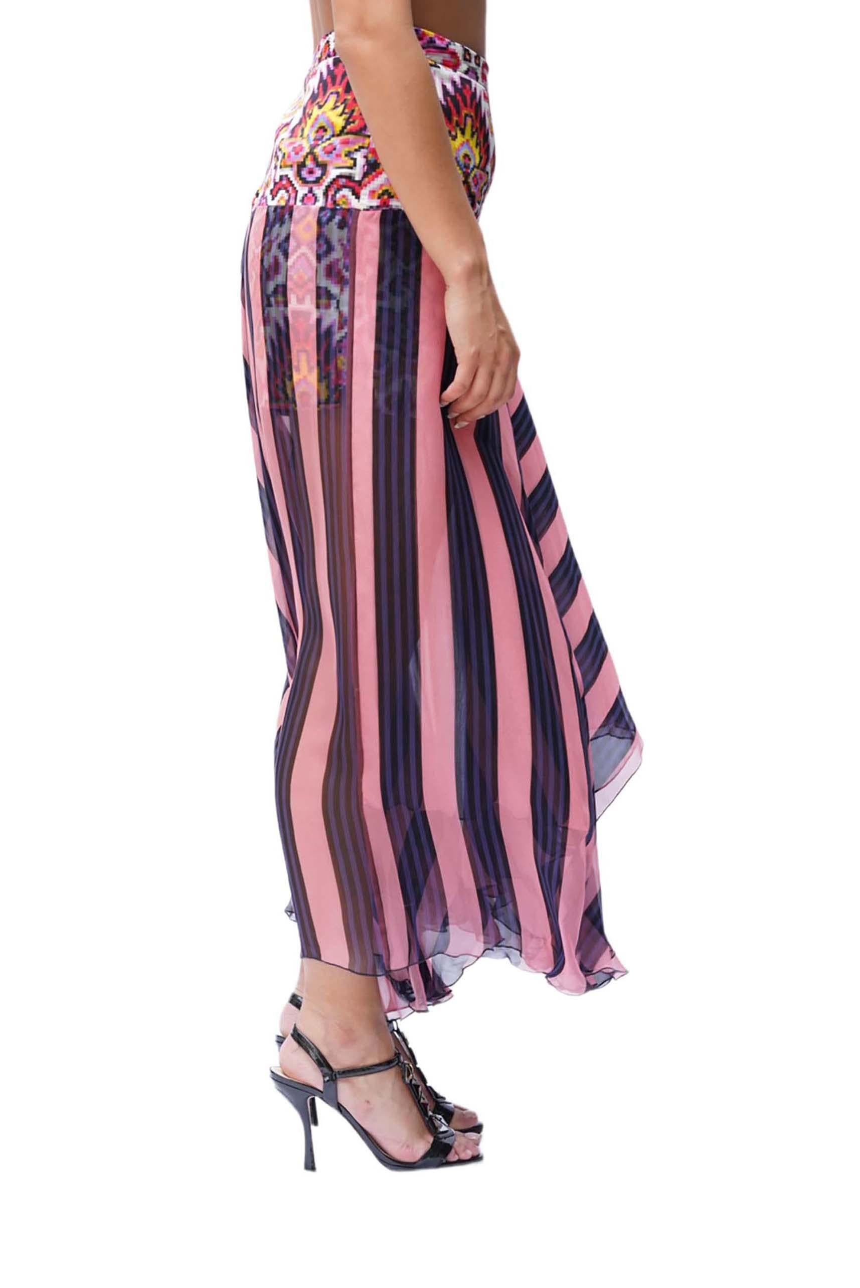 Brown 2000S DRIES VAN NOTEN Multicolor Silk & Poly Chiffon Skirt