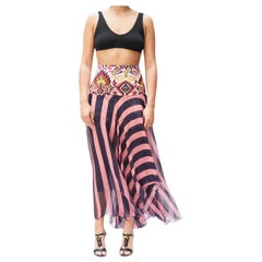 2000S Dries Van Noten Multicolor Silk & Poly Chiffon Skirt