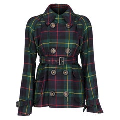 trench-coat court en laine écossaise Dsquared2 des années 2000