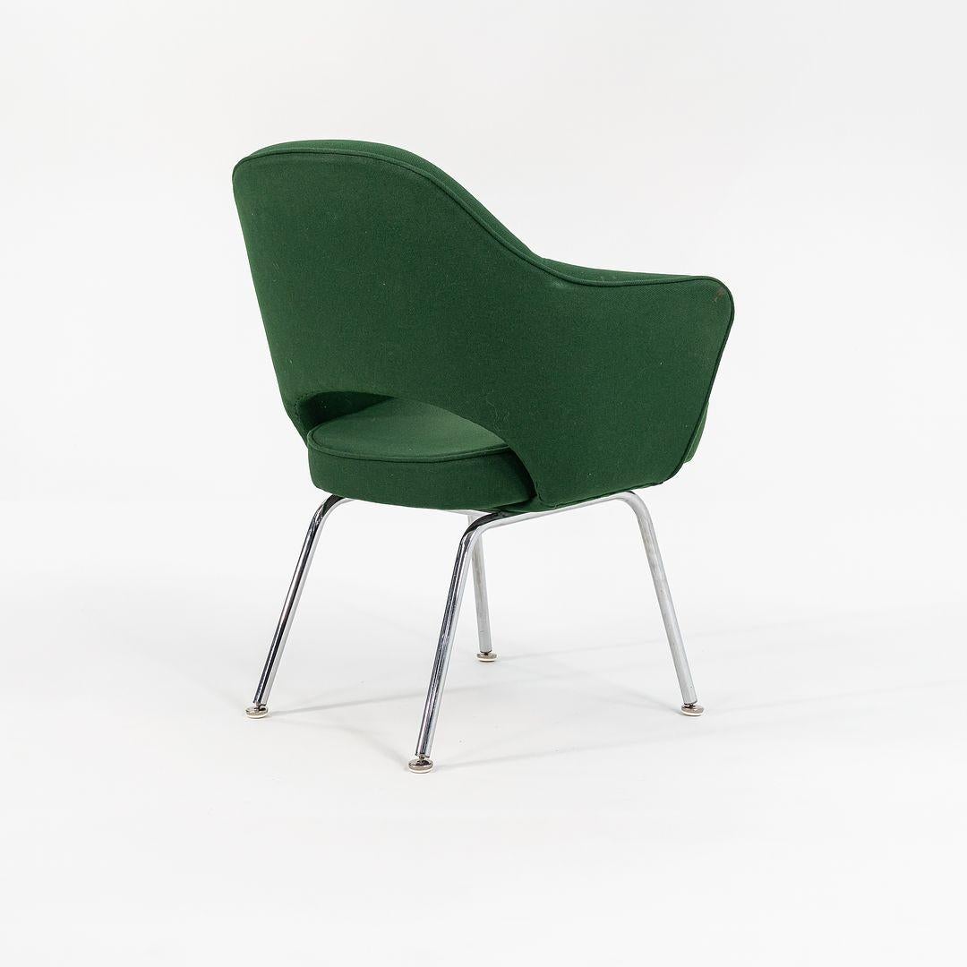 2000s Eero Saarinen for Knoll Executive Arm Dining Chairs in Green Fabric In Good Condition For Sale In Philadelphia, PA