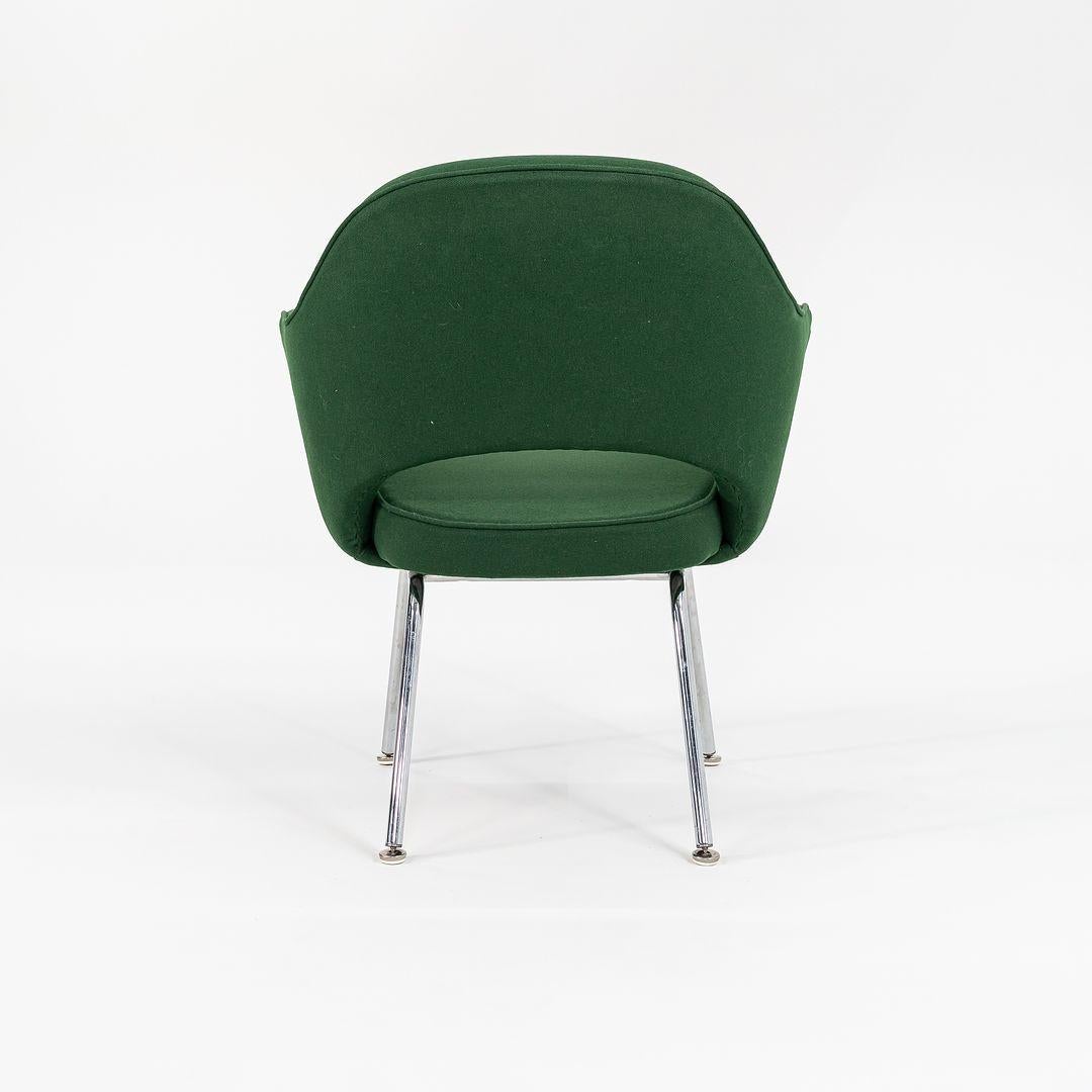 Steel 2000s Eero Saarinen for Knoll Executive Arm Dining Chairs in Green Fabric For Sale