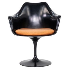 2000s Eero Saarinen for Knoll Tulip Dining Arm Chair in Black
