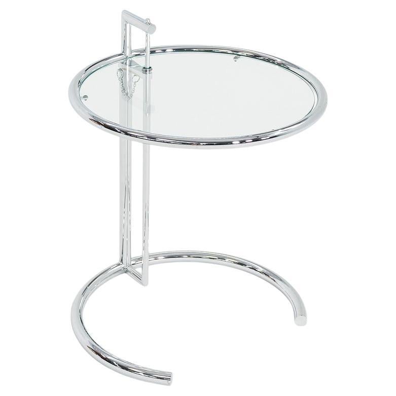 2000s Eileen Gray Adjustable Table E1027 in Glass Attributed to Classicon