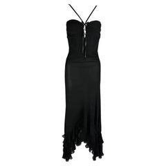 Emanuel Ungaro - Robe à volants et corset à rubans évasés noirs, années 2000