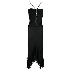 2000er Emanuel Ungaro Schwarzes ausgestelltes Korsett-Kleid mit ausgestelltem Rüschen