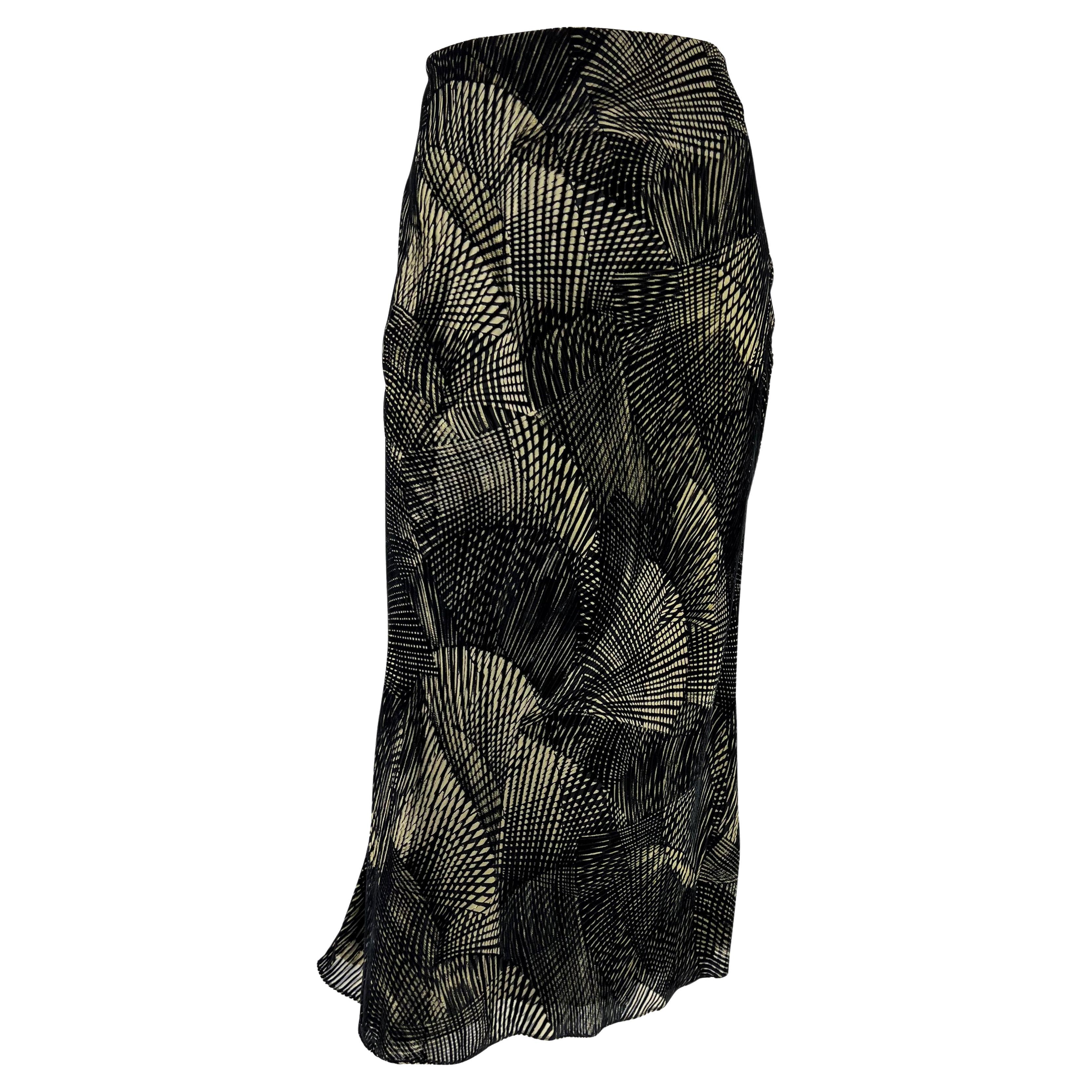 2000s Emanuel Ungaro by Giambattista Valli Sheer Black Velvet Overlay Maxi Skirt