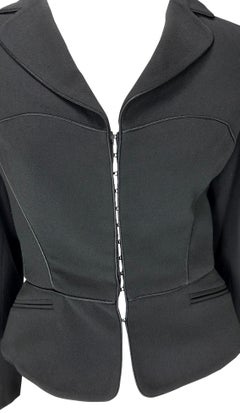 2000s Emanuel Ungaro Corset Lace-Up Black Cinched Blazer Jacket
