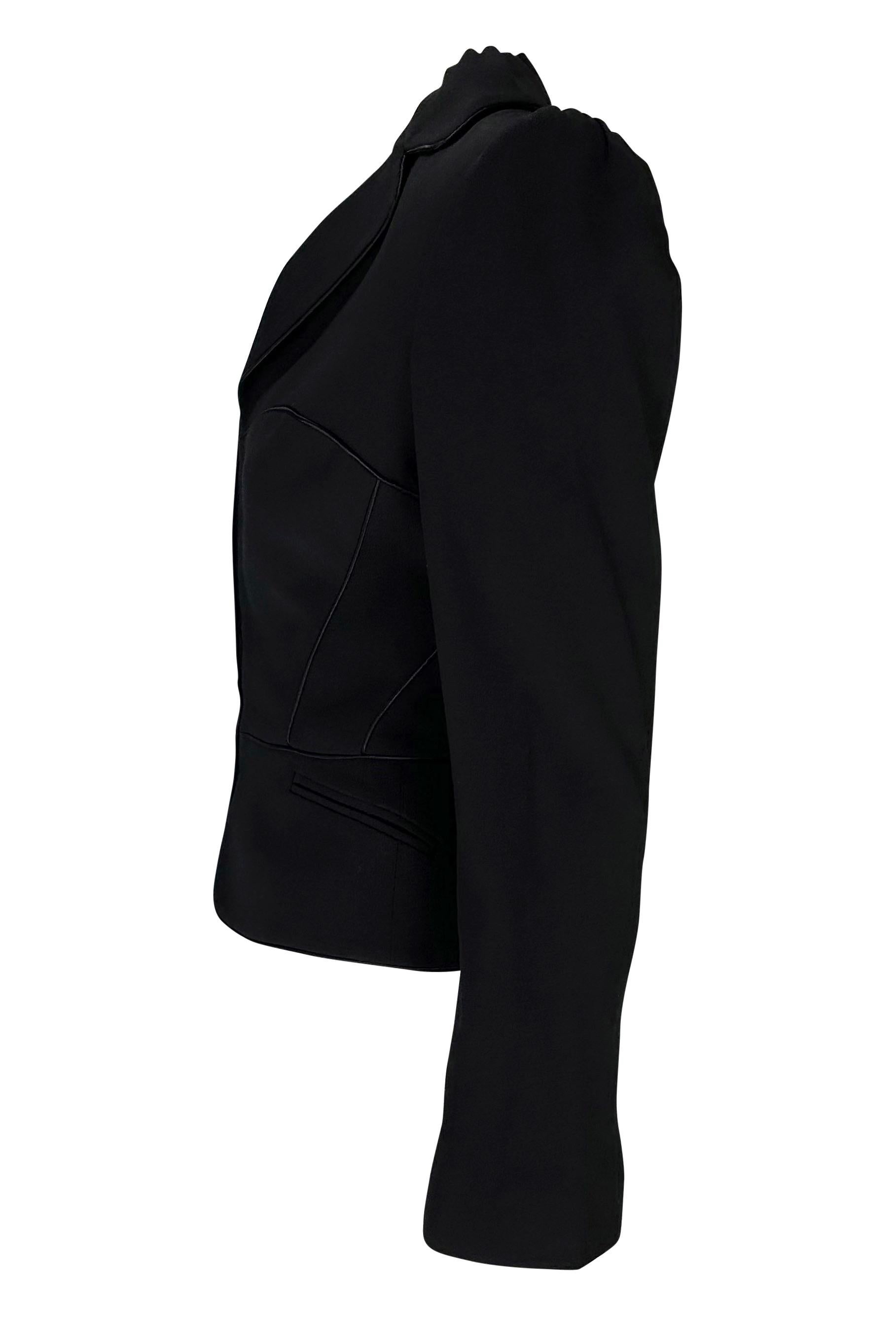 2000s Emanuel Ungaro Corset Lace-Up Black Cinched Blazer Jacket For Sale 1