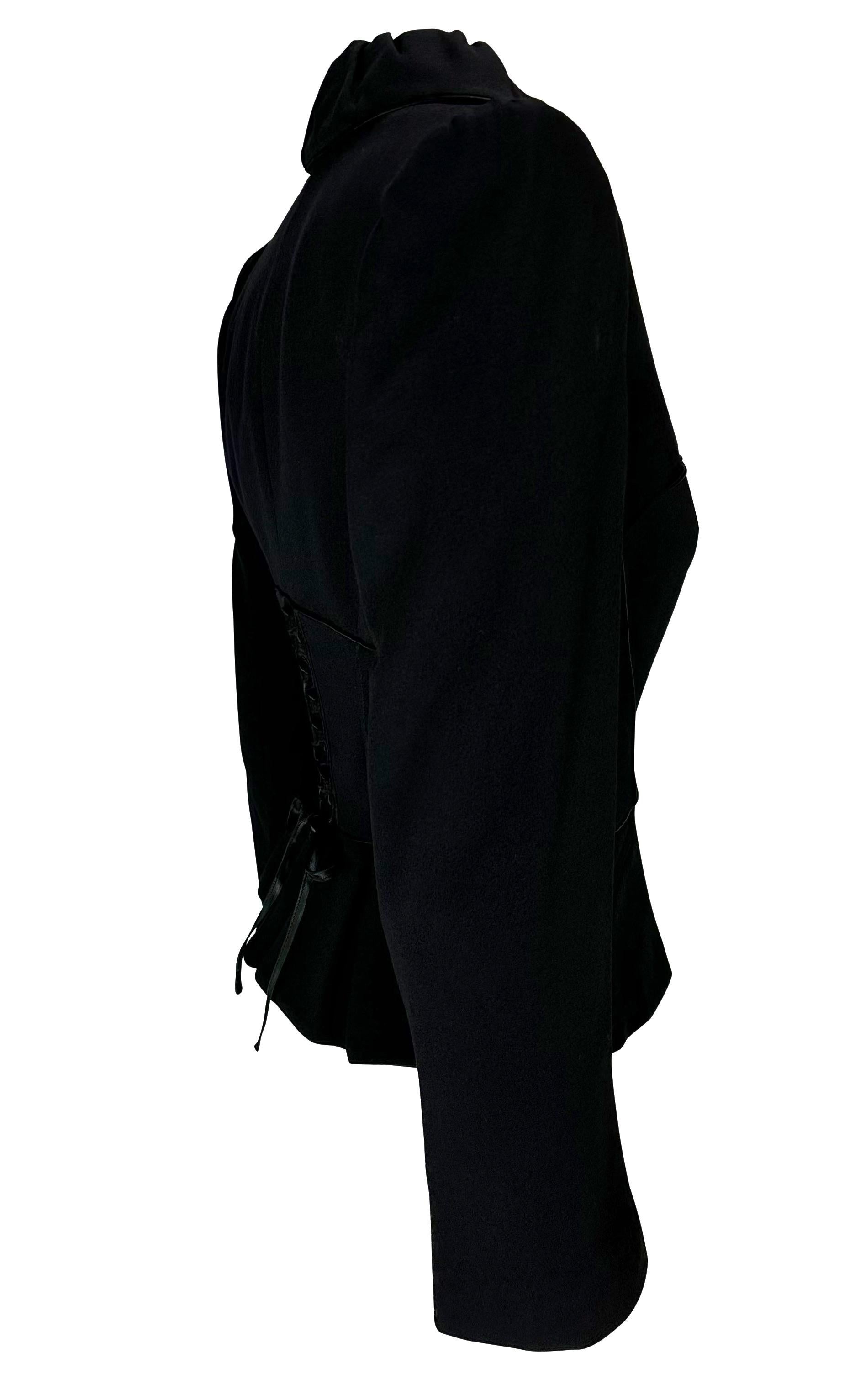 2000s Emanuel Ungaro Corset Lace-Up Black Cinched Blazer Jacket For Sale 5