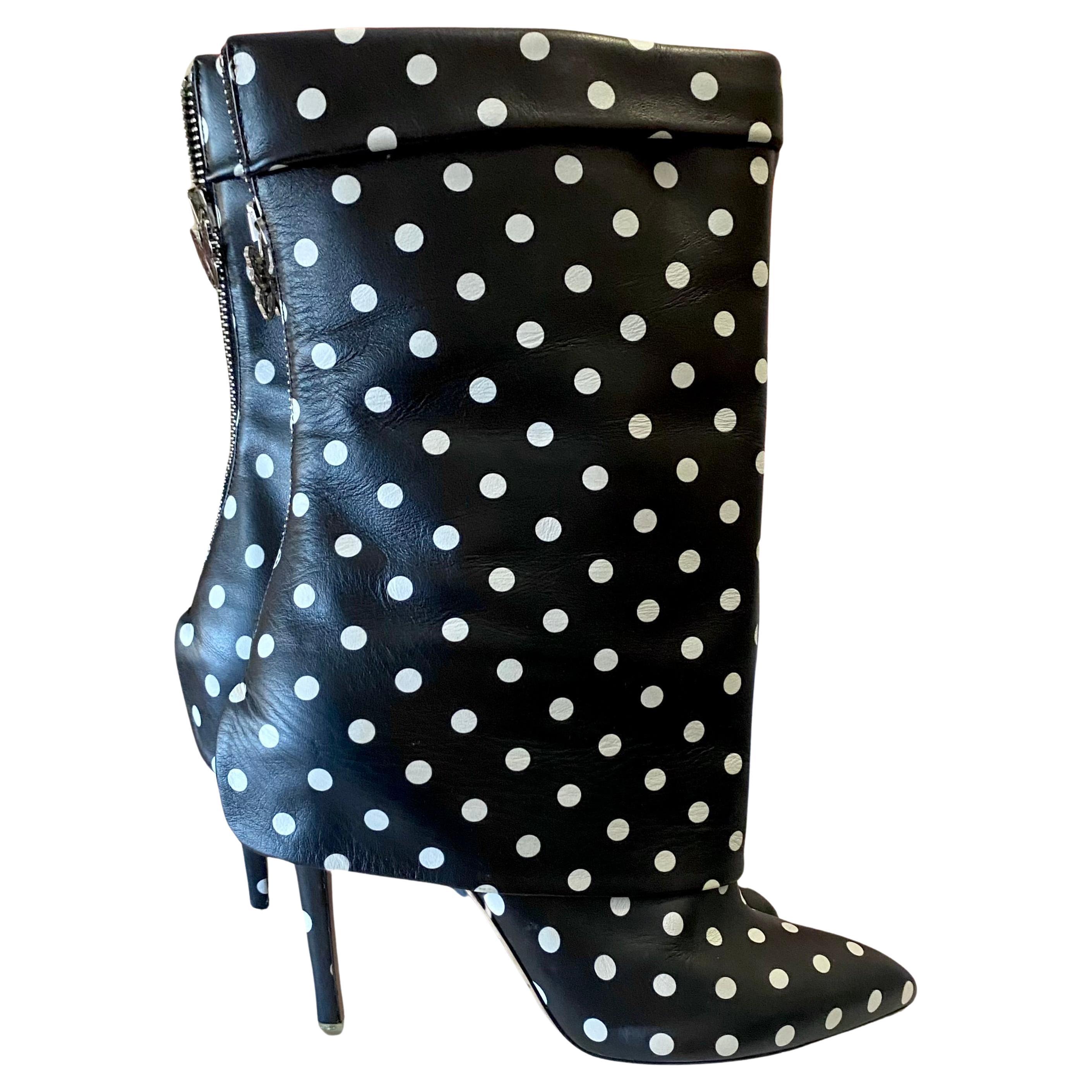 2000s Emanuel Ungaro Polka Dots Ankle Booties For Sale