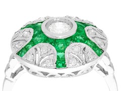 2000s Emerald and Diamond White Gold Cocktail Ring