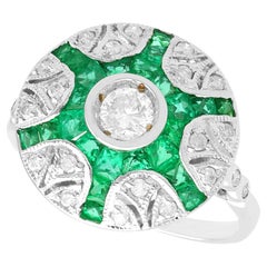Used 2000s Emerald and Diamond White Gold Cocktail Ring