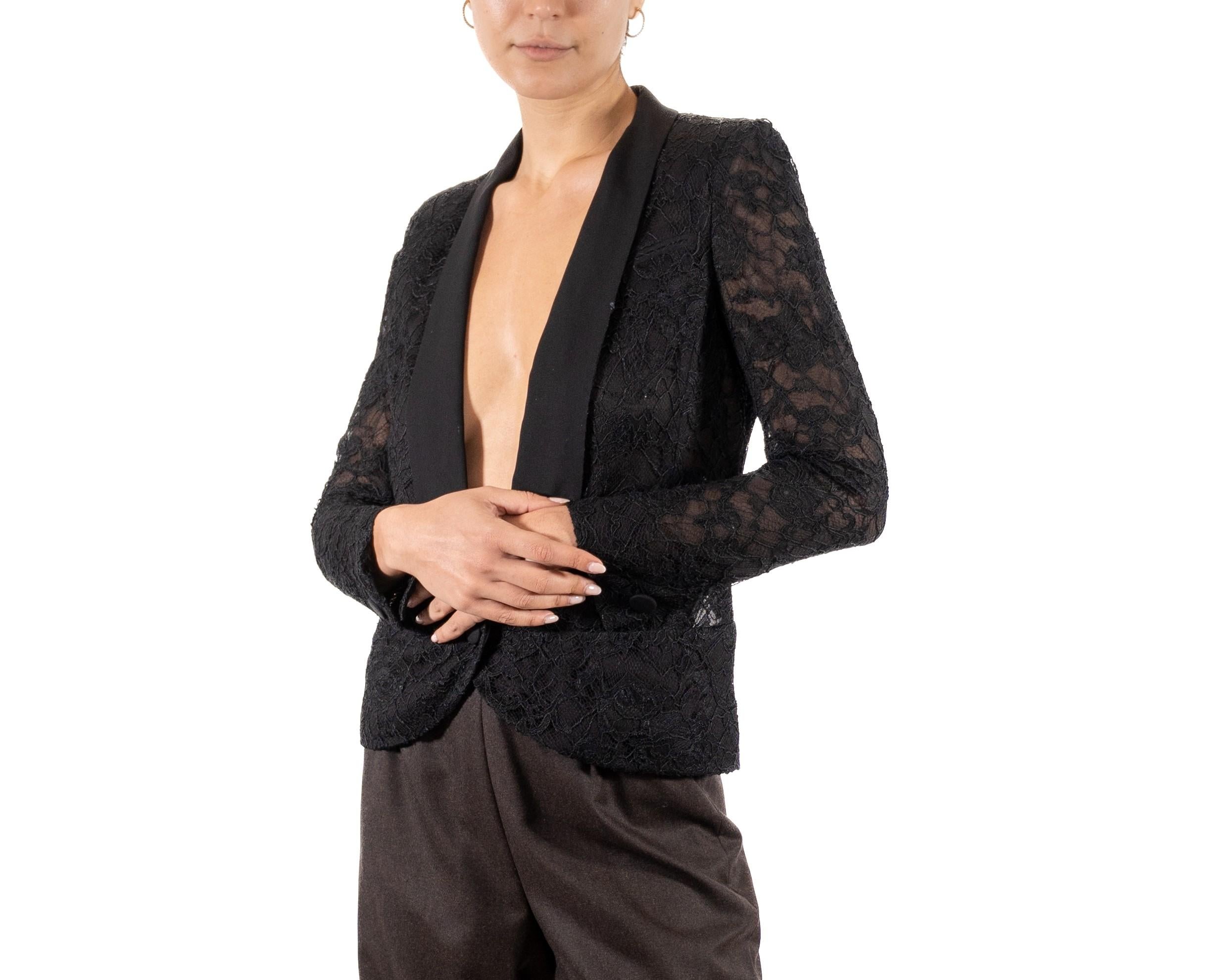 Noir 2000S Veste en dentelle de rayonne et de soie semi-éclatante Emilio Pucci, noir en vente
