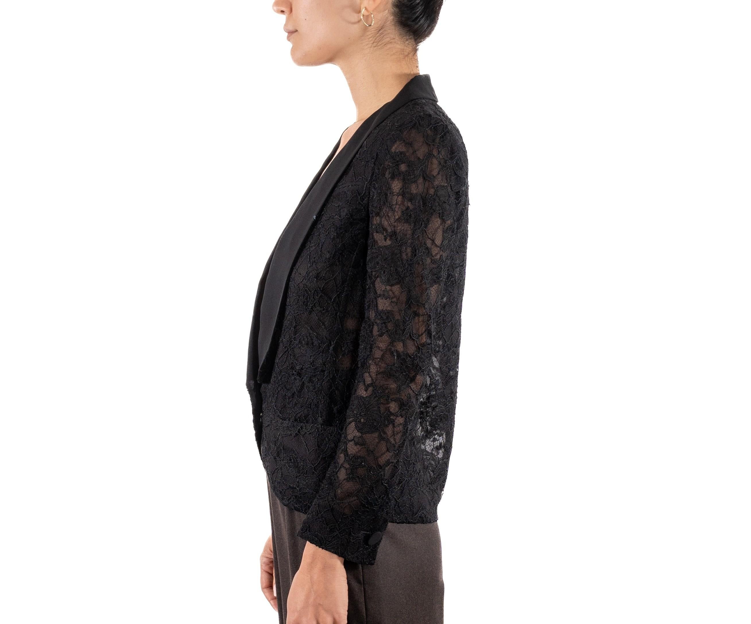2000S Veste en dentelle de rayonne et de soie semi-éclatante Emilio Pucci, noir Bon état - En vente à New York, NY