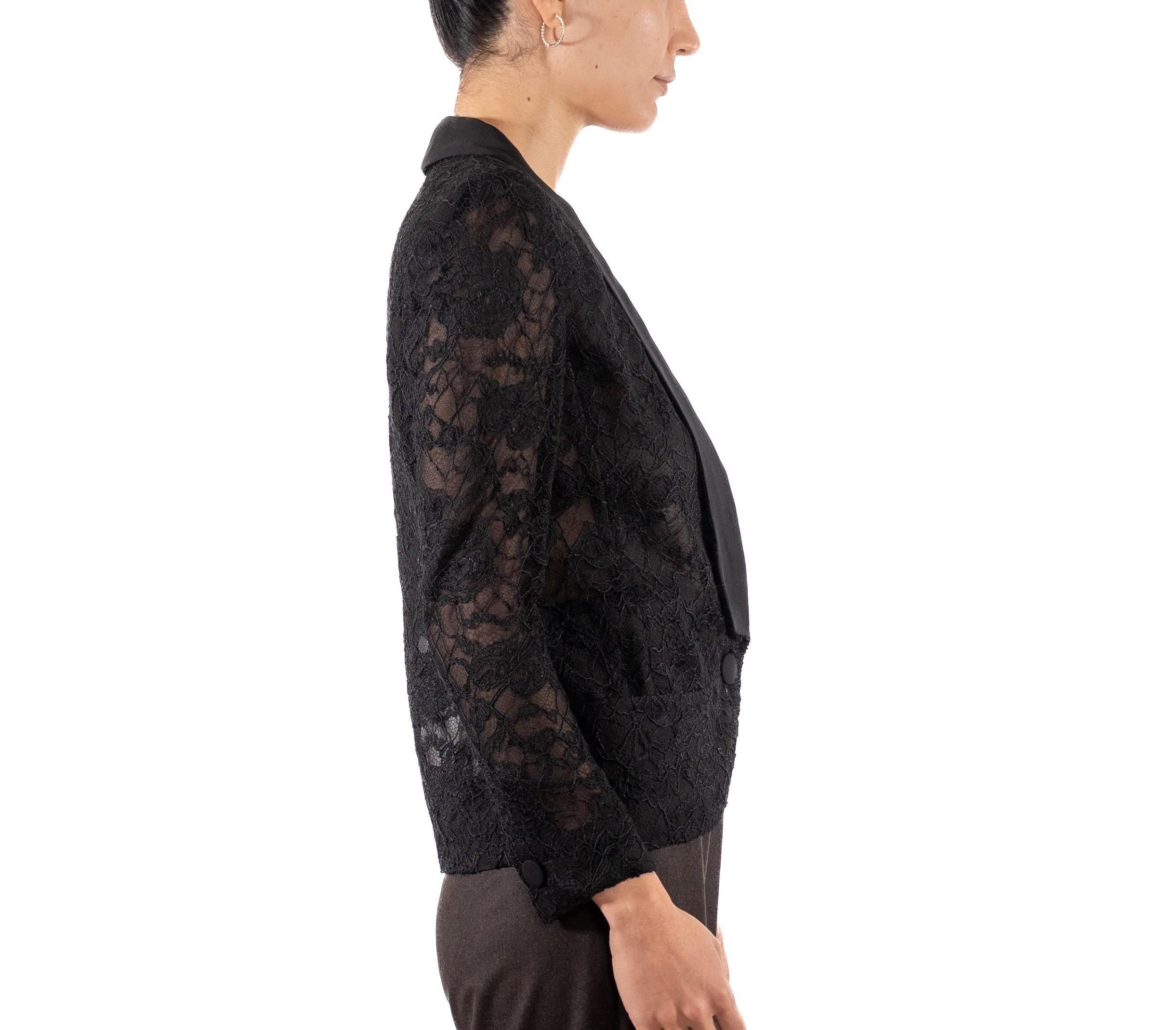 2000S Veste en dentelle de rayonne et de soie semi-éclatante Emilio Pucci, noir en vente 1