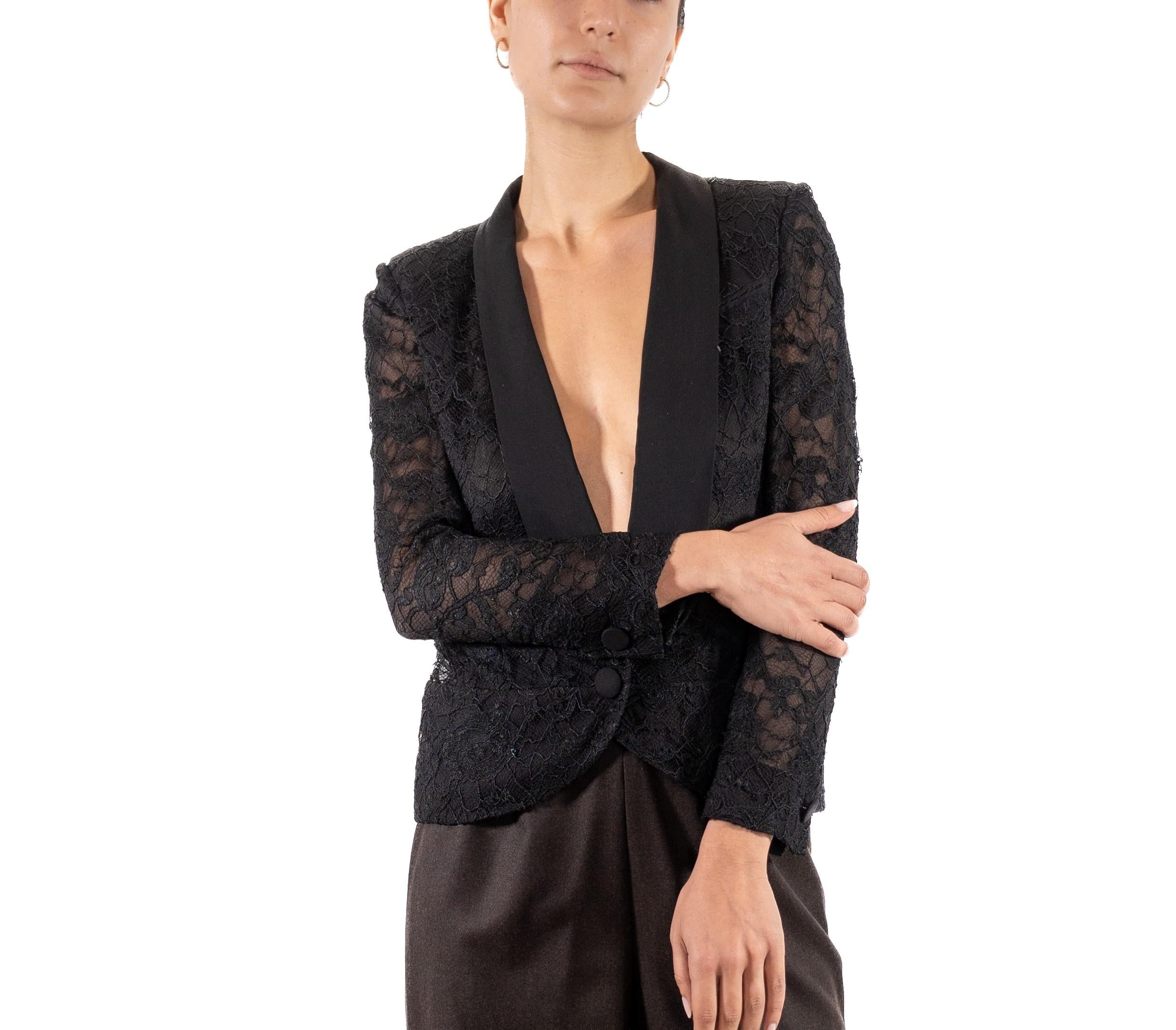 2000S Veste en dentelle de rayonne et de soie semi-éclatante Emilio Pucci, noir en vente 2