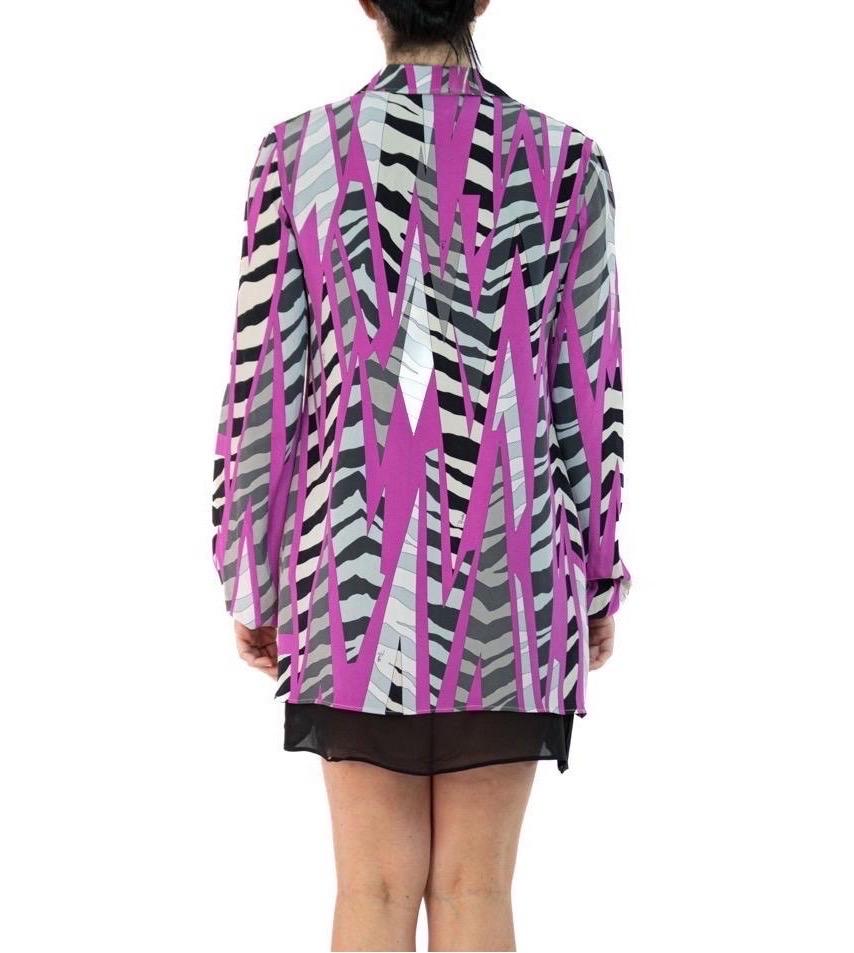 2000S Emilio Pucci Black & White Pink Silk Tie Up Front Dress For Sale 4