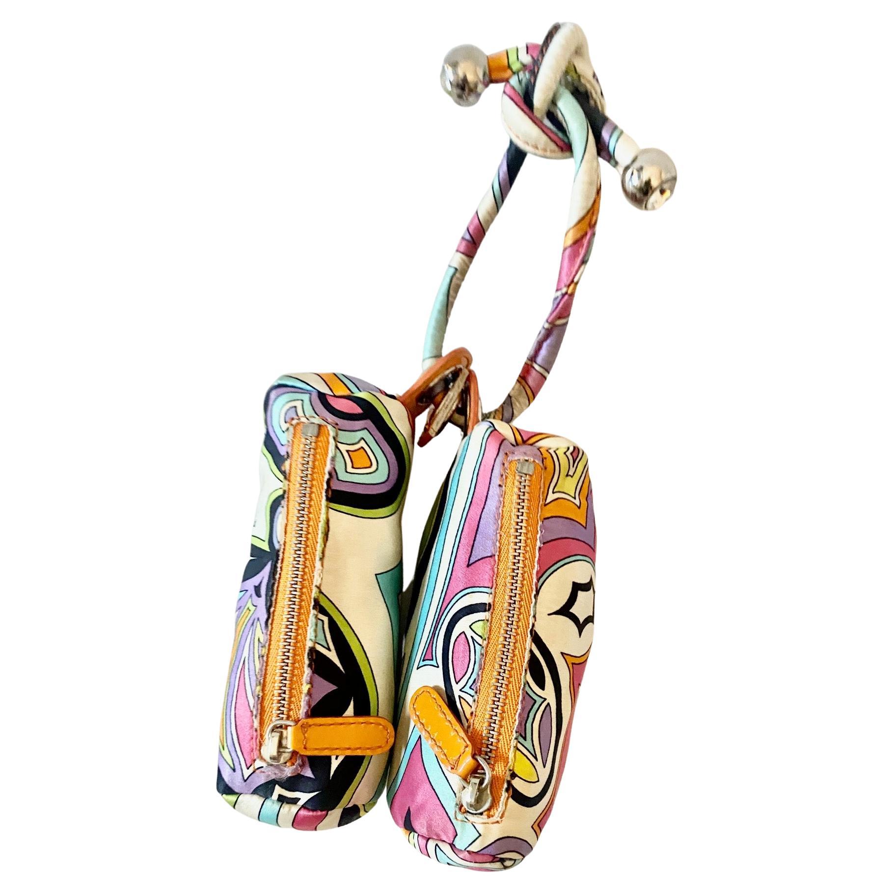2000s Emilio Pucci Double Pouch Wristlet Handbag For Sale