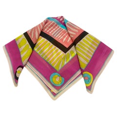 2000s Emilio Pucci Geometric Logo Cotton Handkerchief Scarf