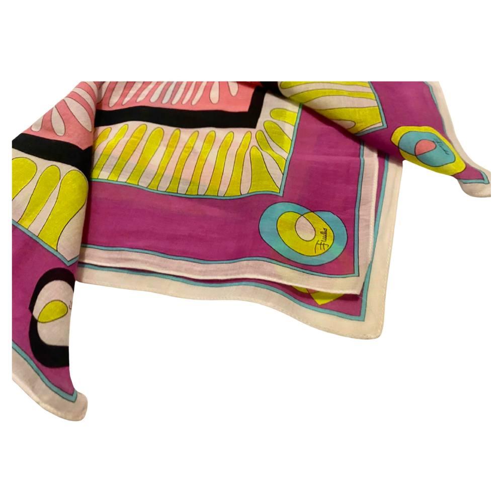 2000s Emilio Pucci Geometric Logo Cotton Handkerchief Scarf In Good Condition In London, GB