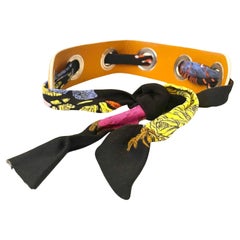 2000s Emilio Pucci Orange Leather Cloth Abstract Collar