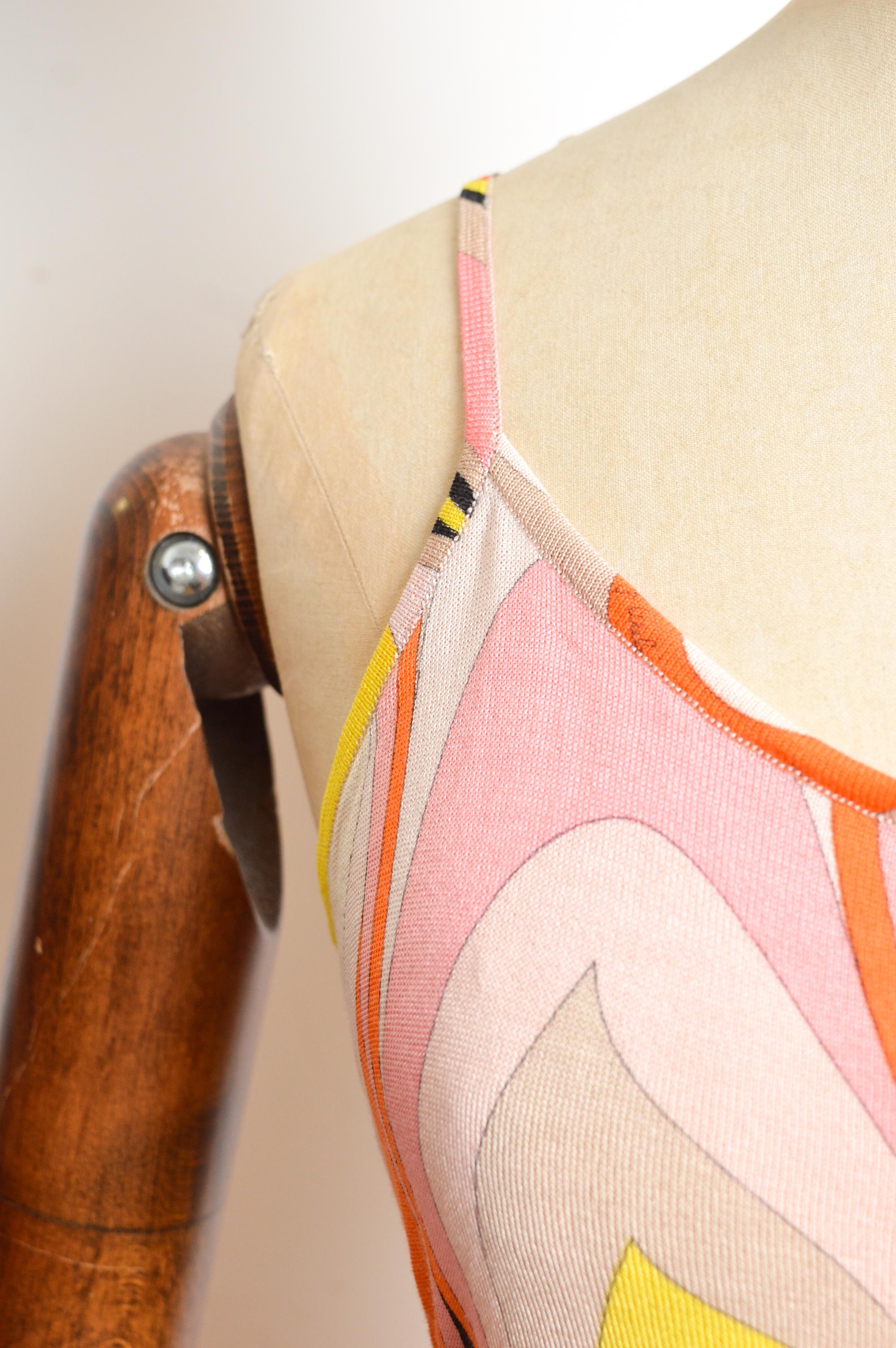 2000’s Emilio Pucci Pink Peach and Orange Twin-set Cardigan and Vest Top For Sale 5