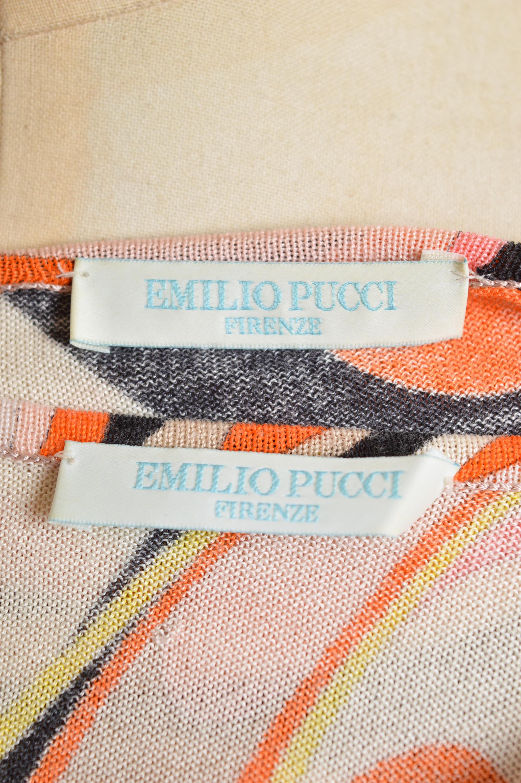 2000’s Emilio Pucci Pink Peach and Orange Twin-set Cardigan and Vest Top In Good Condition For Sale In Sheffield, GB
