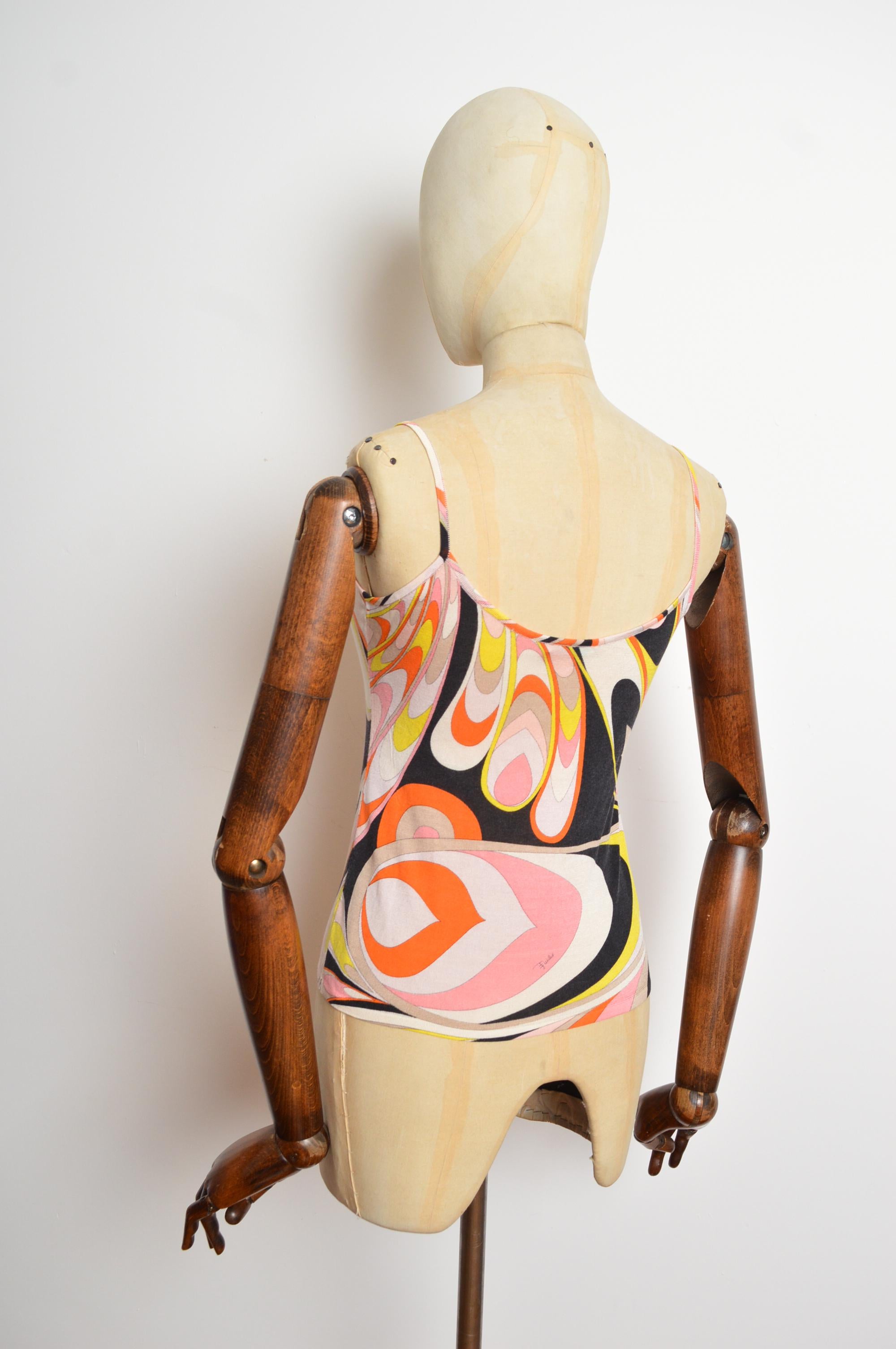 Women's 2000’s Emilio Pucci Pink Peach and Orange Twin-set Cardigan and Vest Top For Sale