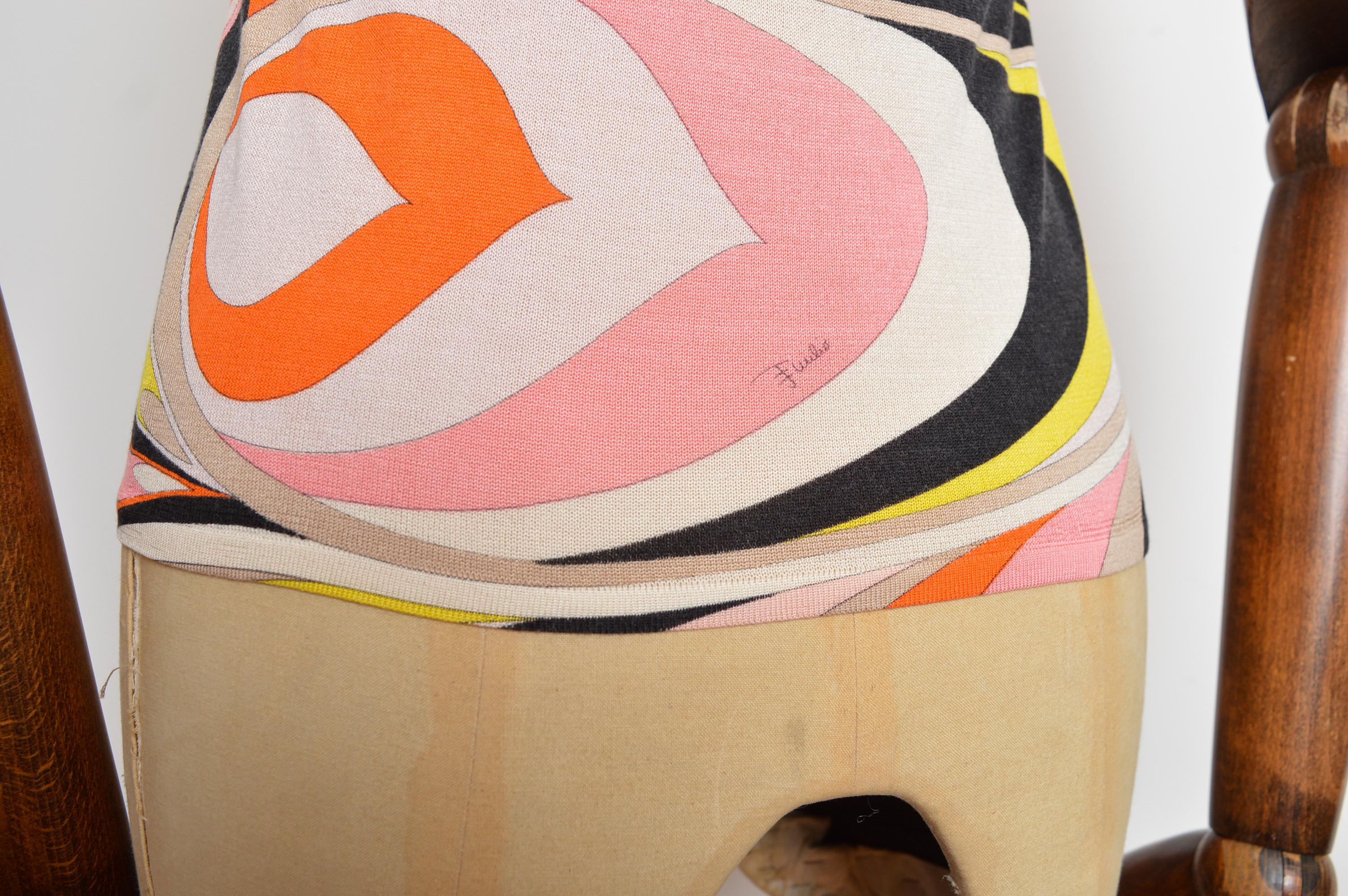 2000’s Emilio Pucci Pink Peach and Orange Twin-set Cardigan and Vest Top For Sale 1