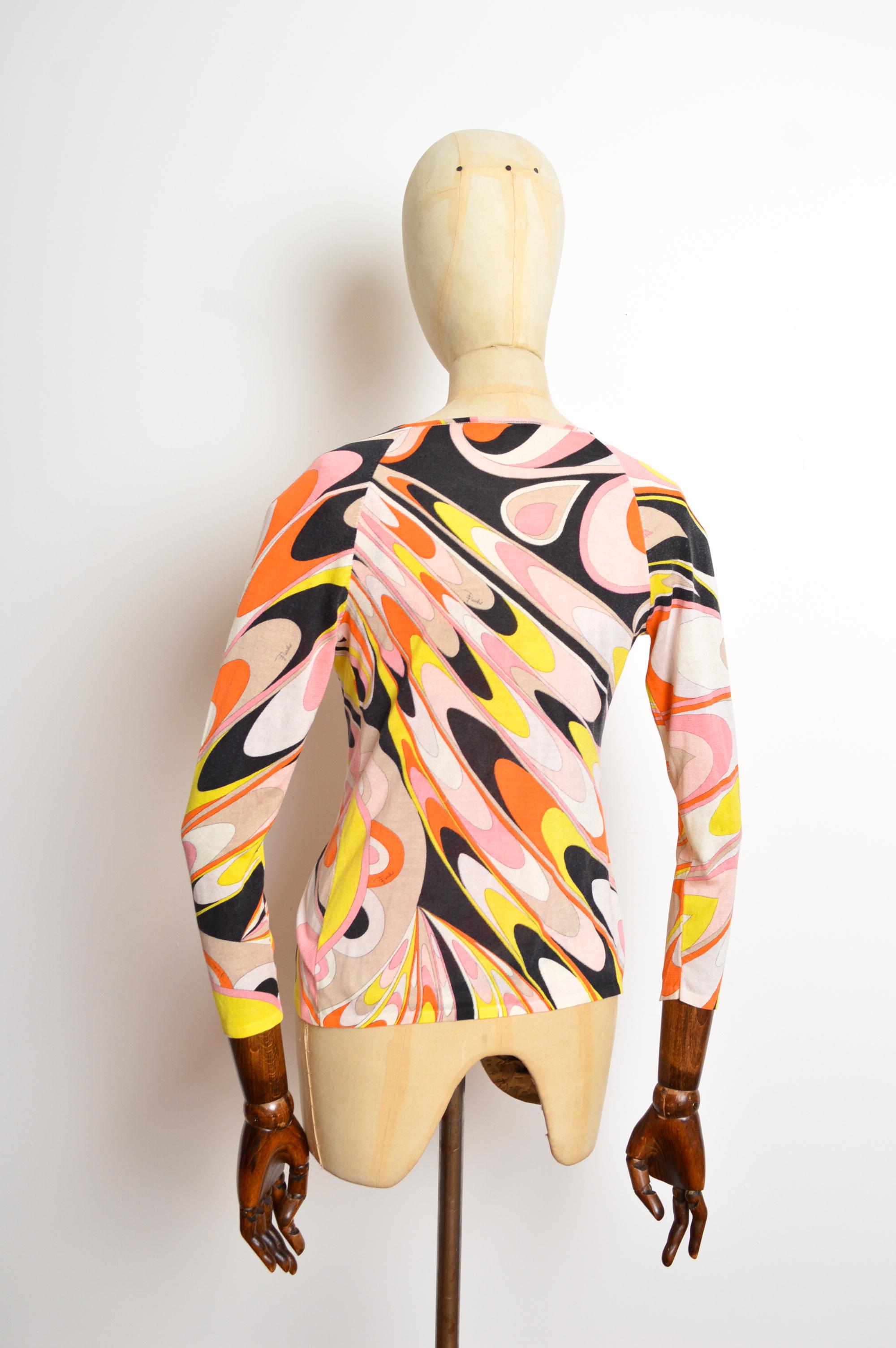 2000’s Emilio Pucci Pink Peach and Orange Twin-set Cardigan and Vest Top For Sale 3