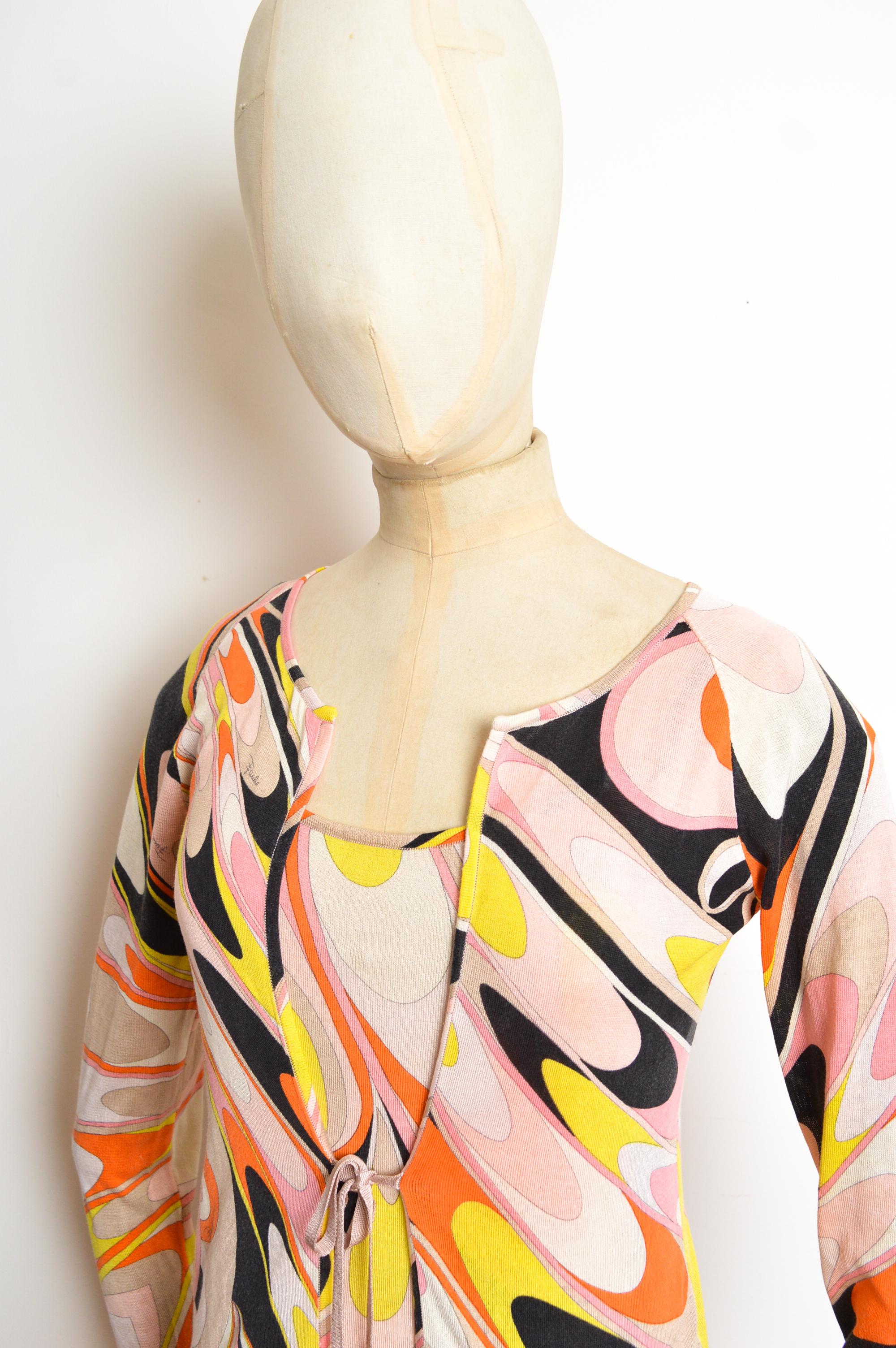 2000’s Emilio Pucci Pink Peach and Orange Twin-set Cardigan and Vest Top For Sale 4