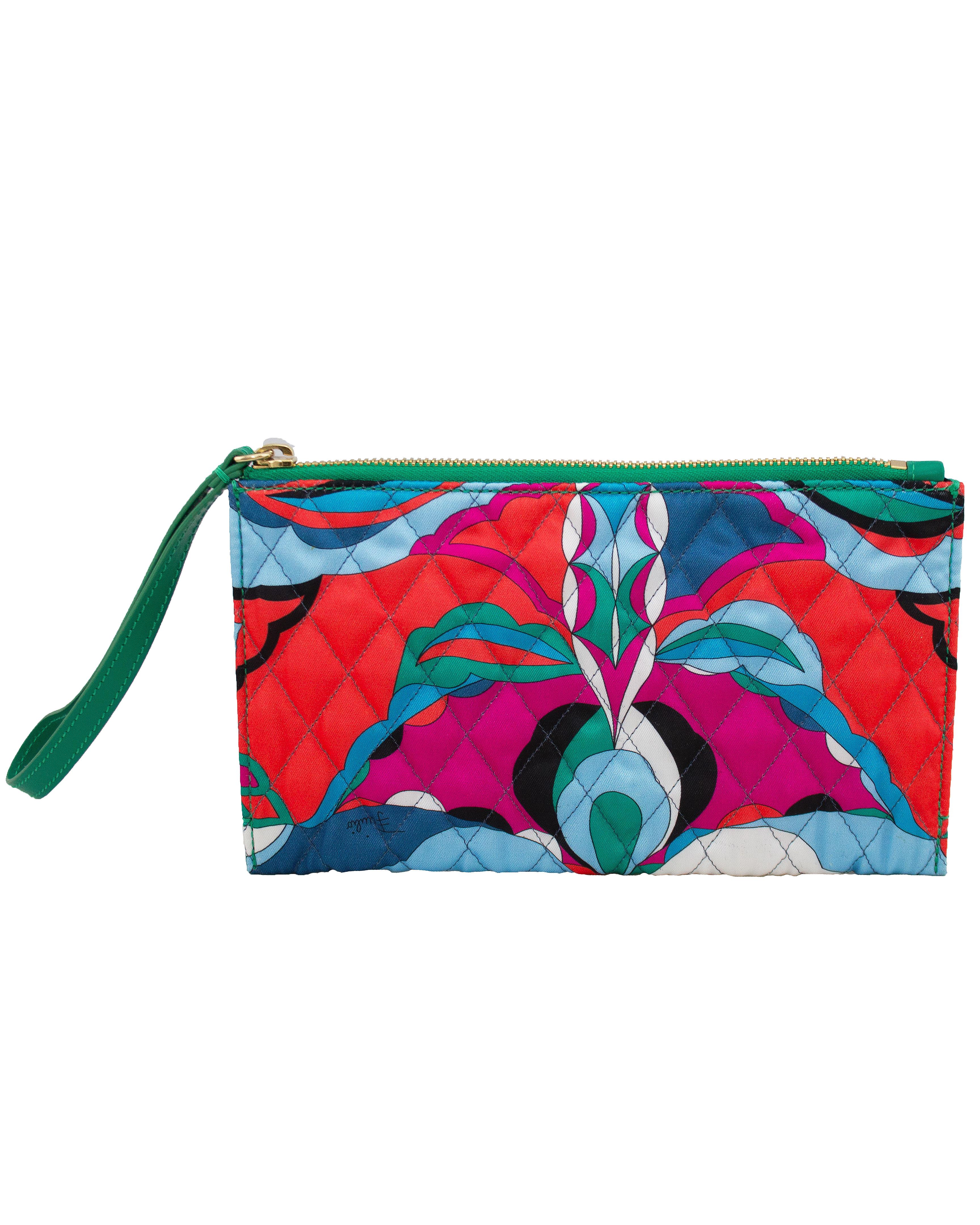 Blue 2000s Emilio Pucci Quilted Silk Wristlet  For Sale