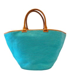 2000s Emilio Pucci Turquoise Canvas Tote Bag