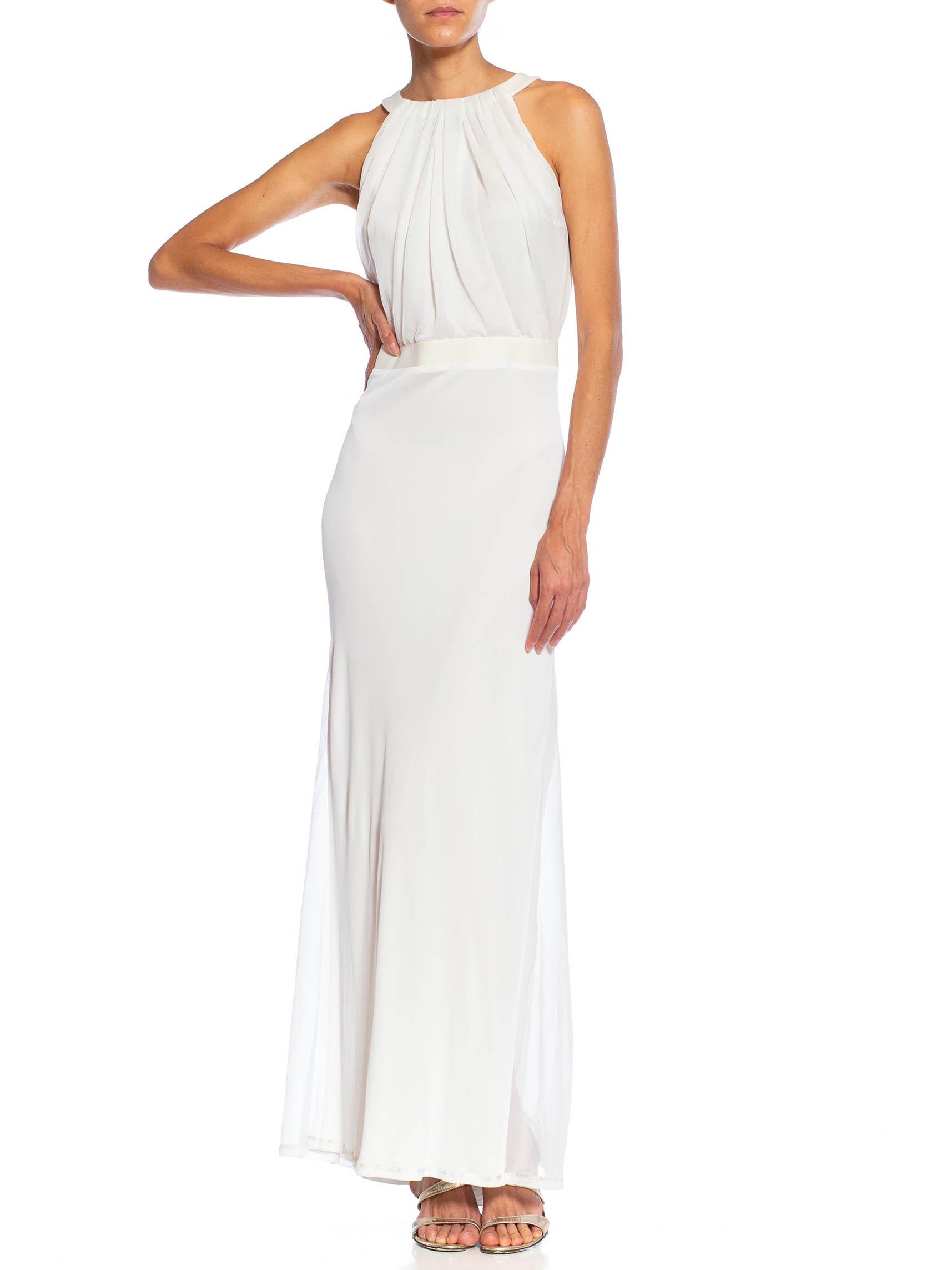 2000S EMILIO PUCCI White Viscose Blend Jersey Gown In Excellent Condition For Sale In New York, NY