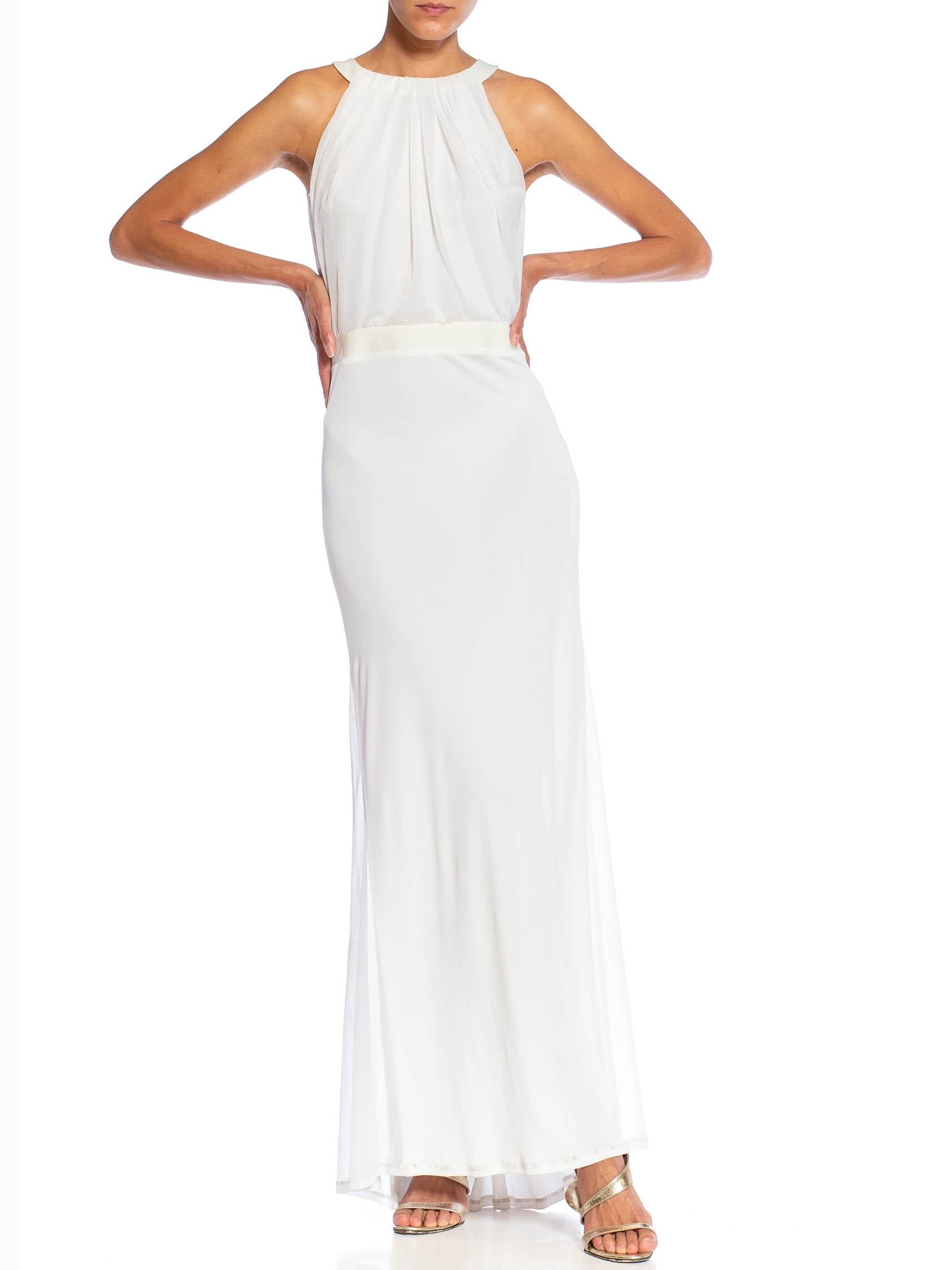 Women's 2000S EMILIO PUCCI White Viscose Blend Jersey Gown For Sale