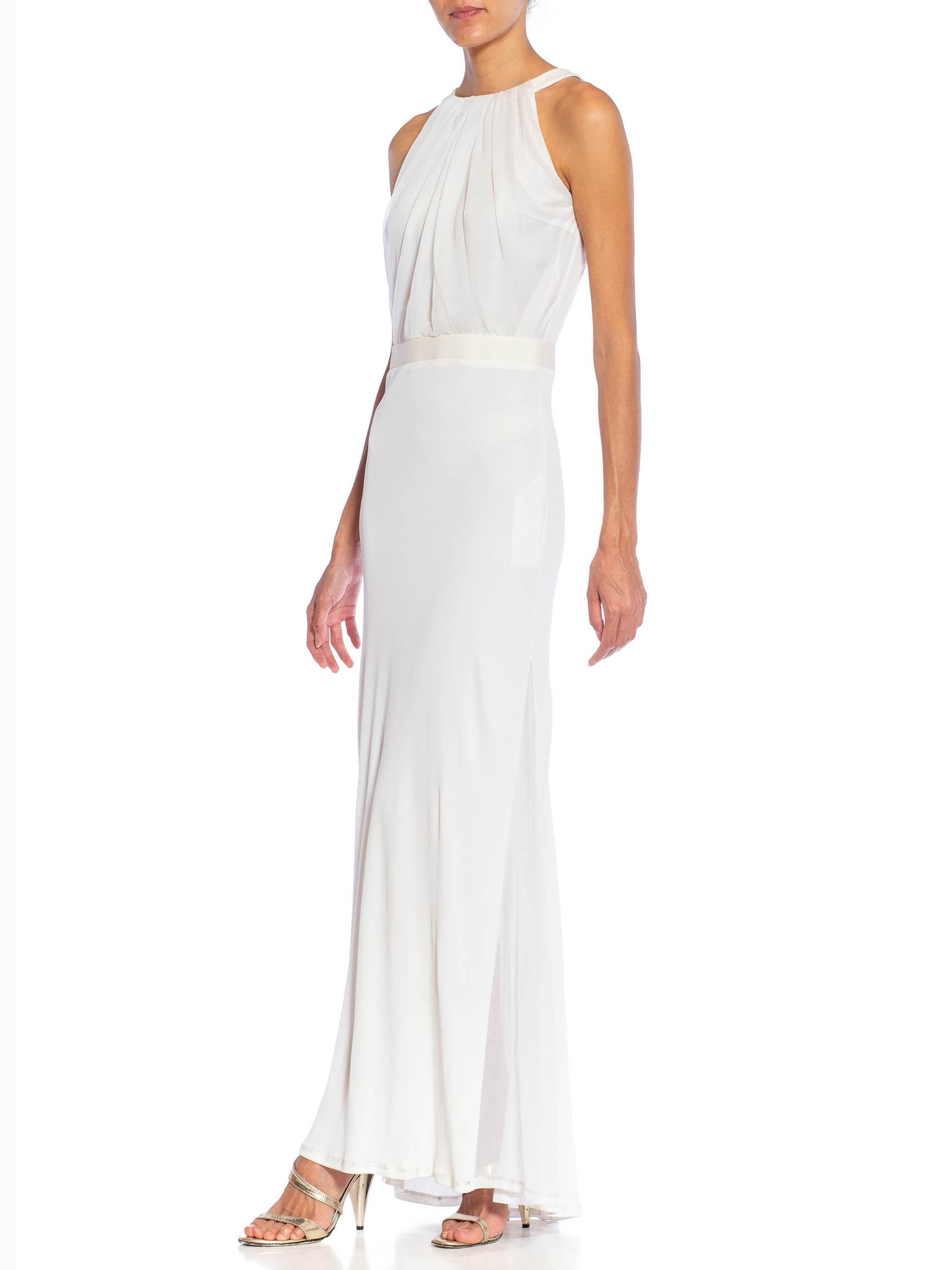 2000S EMILIO PUCCI White Viscose Blend Jersey Gown For Sale 1