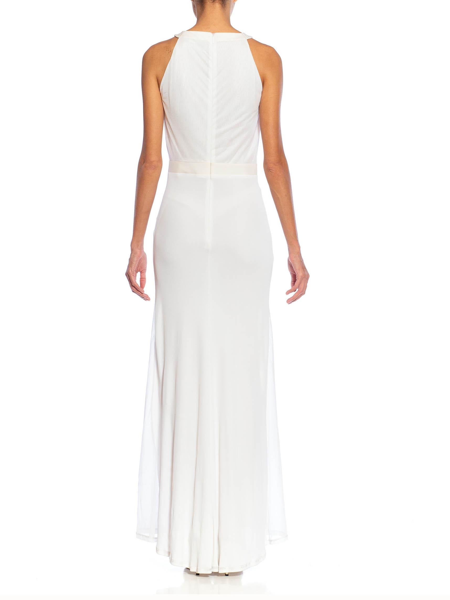 2000S EMILIO PUCCI White Viscose Blend Jersey Gown For Sale 2
