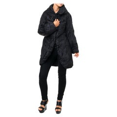 2000S ERMANNO SCERVINO Black Puffer Abstract Origami Flower Back Coat