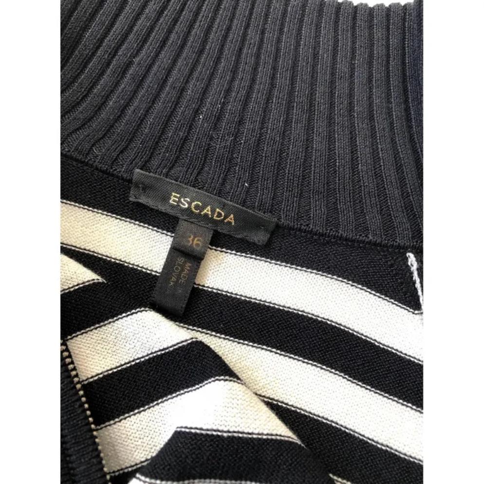 Women's or Men's 2000s Escada Black White Stripe Cotton Knitwear Cardigan For Sale