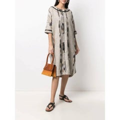 2000s Etoile beige linen ethnic style knee-length dress