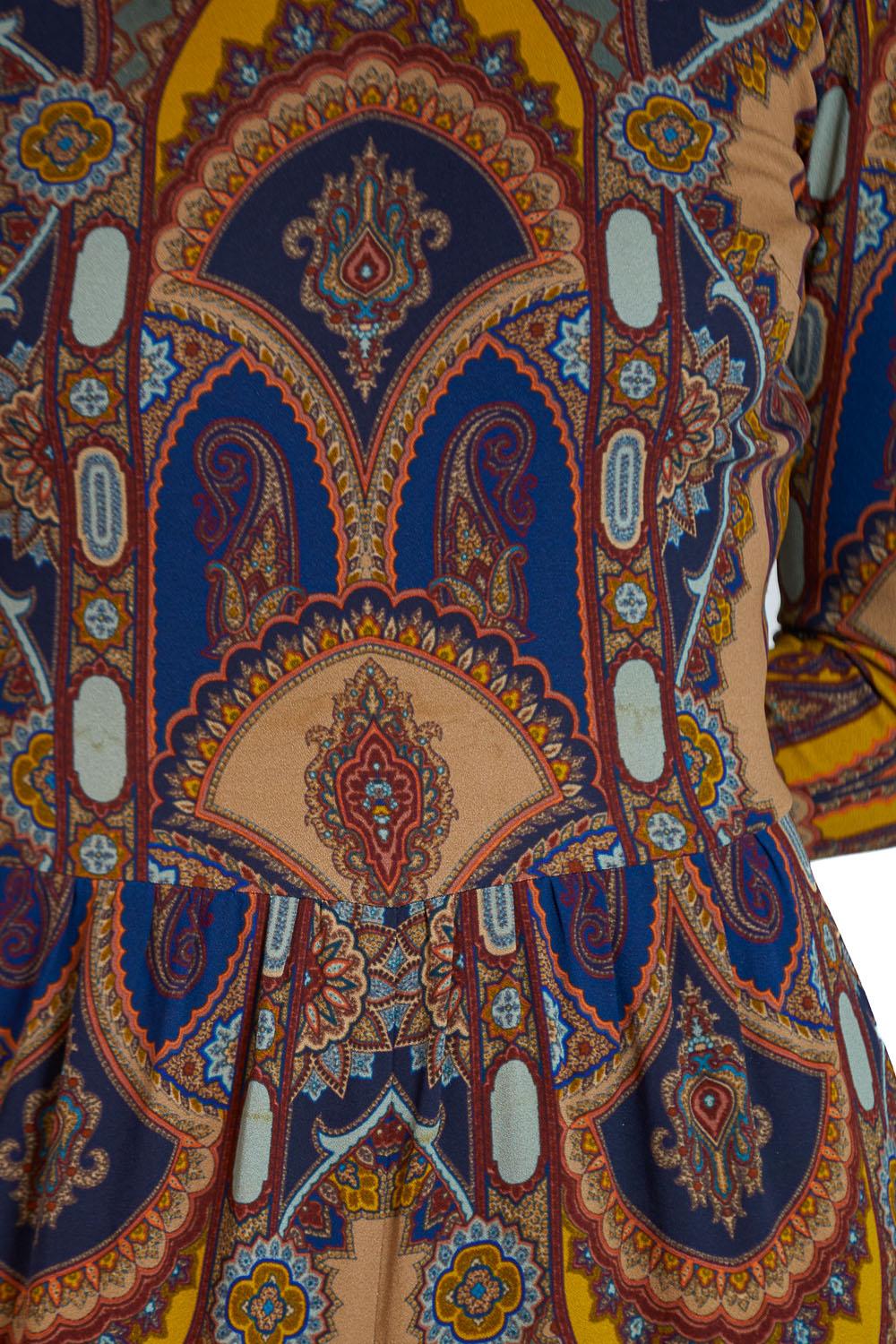 2000S ETRO Earthtone Silk Blend Paisley Jumpsuit For Sale 6