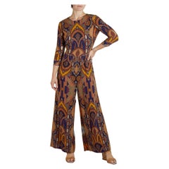 2000S ETRO Earthtone Silk Blend Paisley Jumpsuit