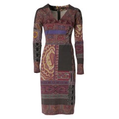 2000s Etro paisley printed mixed wool fabric knee-lenght dress
