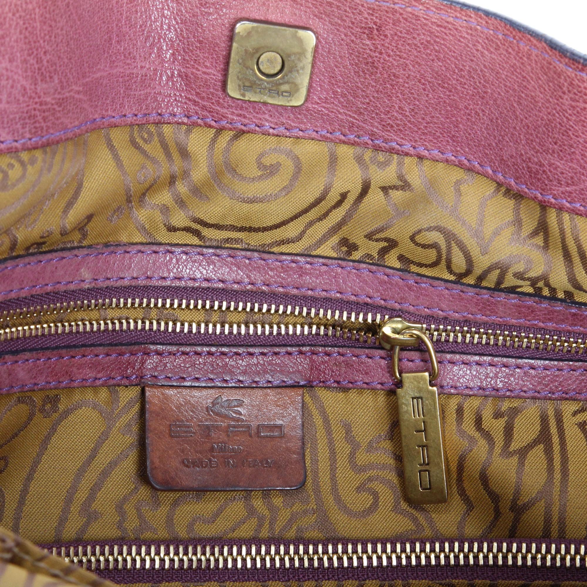2000s Etro Rosewood Leather Tote Bag 6