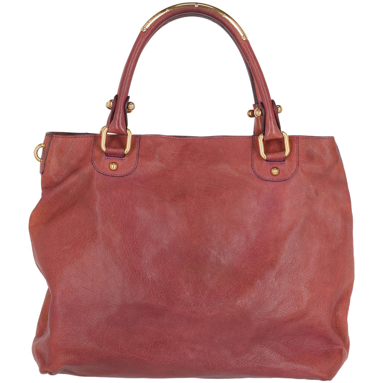 Pink 2000s Etro Rosewood Leather Tote Bag
