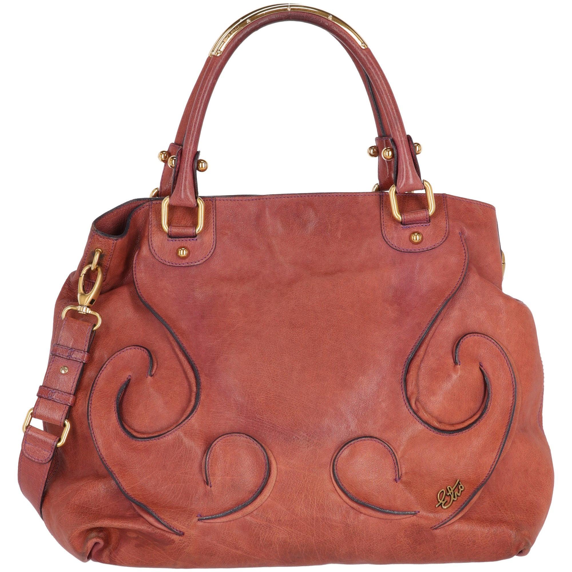 2000s Etro Rosewood Leather Tote Bag